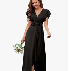 Grace Karin Elegant Black Wrap Dress